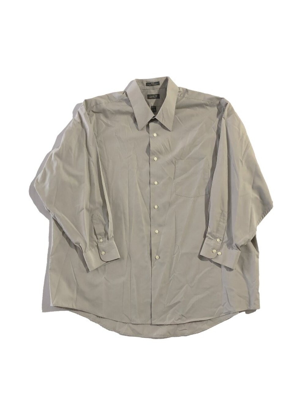 Arrow Button Down Collared Shirt Mens 2XL Gray Poplin Wrinkle Free Long Sleeve